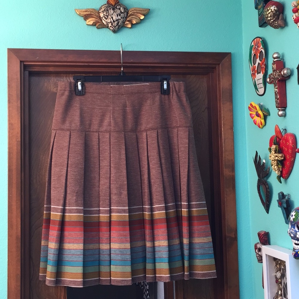 Vintage Brown Striped A-Line Skirt